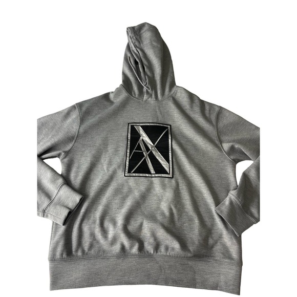 Armani Exchange Sweaters | HOODED SWEATSHIRT Light Grey - Picture 2 of 8